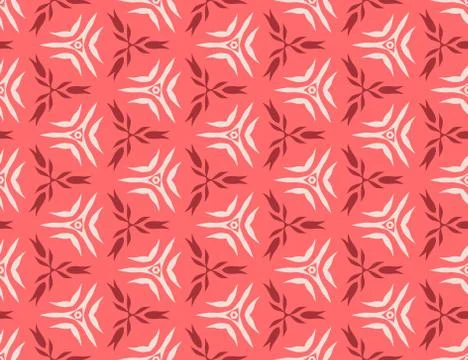 Vector seamless pattern with stylized tropical leaves and flowers Stock Illustration