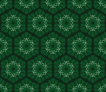 Vector seamless pattern with stylized tropical leaves and flowers Stock Illustration