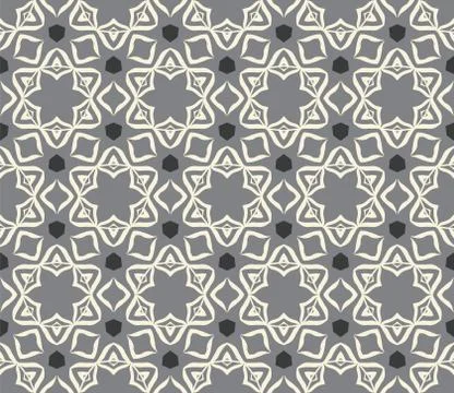 Vector seamless pattern with stylized tropical leaves and flowers Stock Illustration