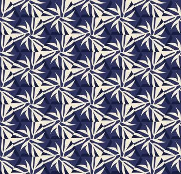 Vector seamless pattern with stylized tropical leaves and flowers Stock Illustration