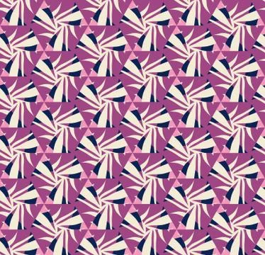 Vector seamless pattern with stylized tropical leaves and flowers Stock Illustration