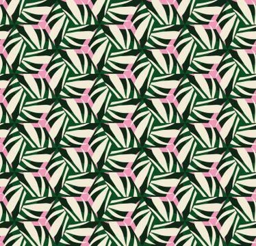 Vector seamless pattern with stylized tropical leaves and flowers Stock Illustration