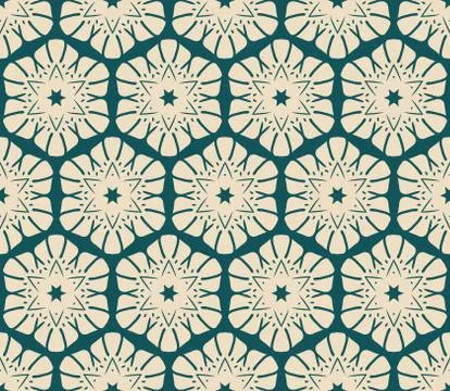 Vector seamless pattern with stylized tropical leaves and flowers Stock Illustration