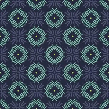 Vector seamless pattern with stylized tropical leaves and flowers Stock Illustration