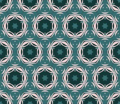 Vector seamless pattern with stylized tropical leaves and flowers Stock Illustration