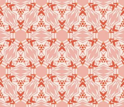 Vector seamless pattern with stylized tropical leaves and flowers Stock Illustration