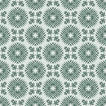 Vector seamless pattern with stylized tropical leaves and flowers Stock Illustration
