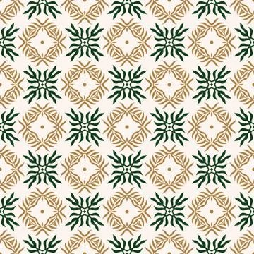 Vector seamless pattern with stylized tropical leaves and flowers Stock Illustration