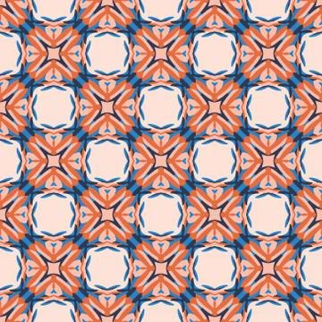 Vector seamless pattern with stylized tropical leaves and flowers Stock Illustration