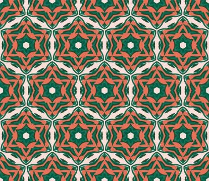 Vector seamless pattern with stylized tropical leaves and flowers Stock Illustration
