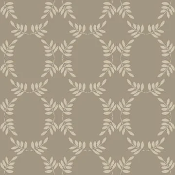 Vector Seamless pattern. Stylized twigs with leaves, classic design, lattice Stock Illustration