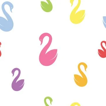 Vector seamless pattern with swan on white background. wallpaper Illustrazione stock