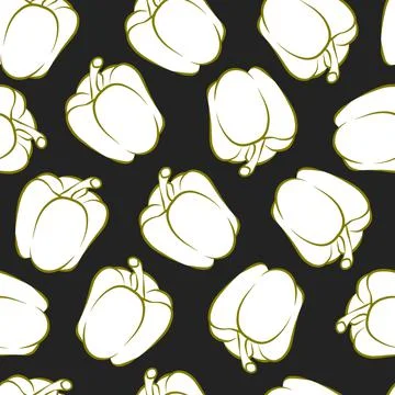 Vector seamless pattern with sweet Bulgarian pepper vegetable, cartoon isolat 스톡 일러스트
