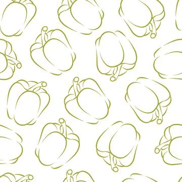 Vector seamless pattern with sweet Bulgarian pepper vegetable, cartoon flat i Illustrazione stock