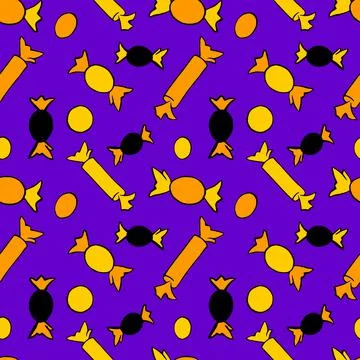 Vector seamless pattern of sweet cute candies. Concept for holidays: Hallowee 스톡 일러스트