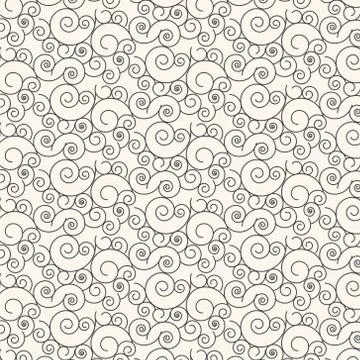 Vector seamless pattern swirl monochrome wave Japanese abstract background Stock-Illustration