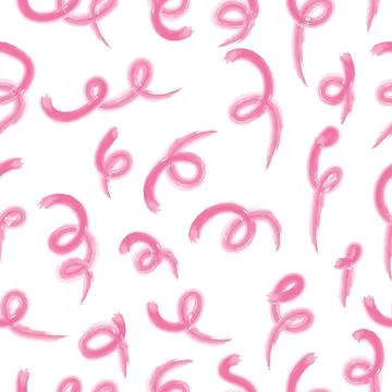 Vector seamless pattern with swirled pink line on white background. Abstract  Stock Illustration