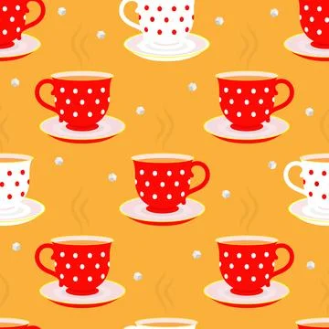 Vector seamless pattern. A teacup. Hot tea Illustrazione stock
