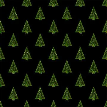 Vector seamless pattern with technology Christmas tree made from circuit boar Stock Illustration