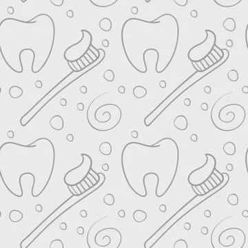 Vector seamless pattern with teeth an toothbrushes. Stock Illustration