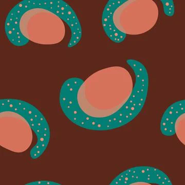 Vector seamless pattern on terra cotta orange, emerald green color on dark Illustrazione stock