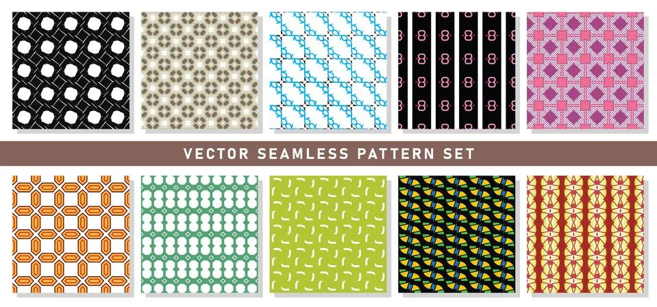 Vector seamless pattern texture background set with geometric shapes Stock-Illustration