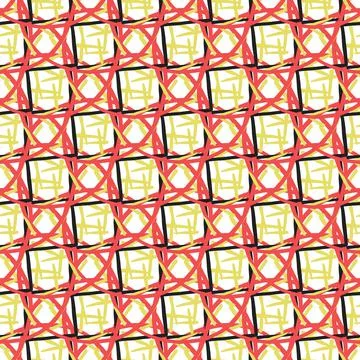 Vector seamless pattern, texture background. Hand drawn, red, yellow, black,  Stock Illustration