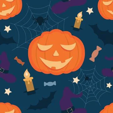 Vector seamless pattern on the theme of Halloween. Flat illustration Illustrazione stock