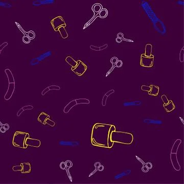 Vector seamless pattern on the theme of manicure with hand drawn Stock Illustration