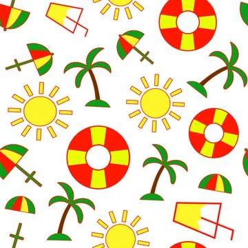Vector seamless pattern on the theme of rest on the sea Illustrazione stock