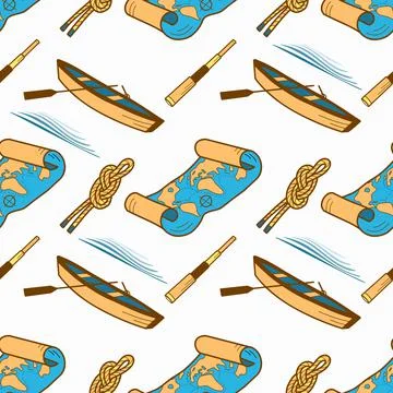 Vector seamless pattern on the theme of sea cruise Stock Illustration