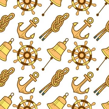 Vector seamless pattern on the theme of sea cruise Stock Illustration