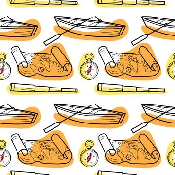 Vector seamless pattern on the theme of sea cruise Stock Illustration