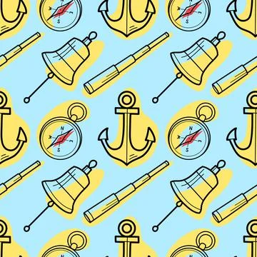 Vector seamless pattern on the theme of sea cruise Illustrazione stock