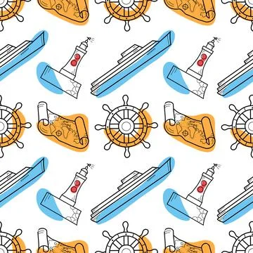 Vector seamless pattern on the theme of sea cruise 스톡 일러스트