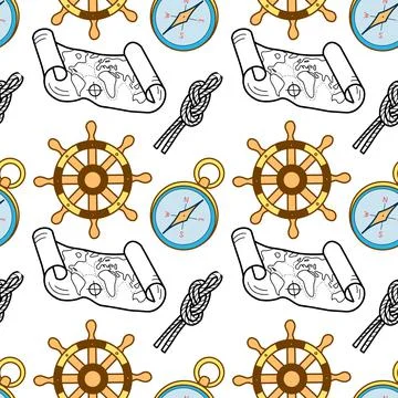 Vector seamless pattern on the theme of sea cruise Stock Illustration