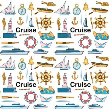 Vector seamless pattern on the theme of sea cruise 스톡 일러스트