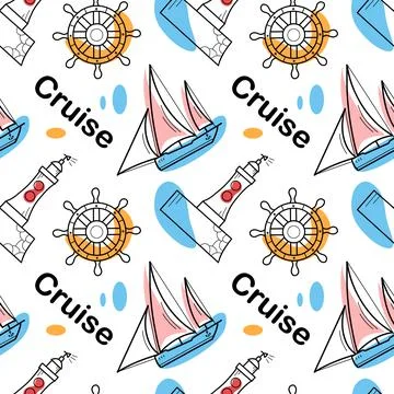Vector seamless pattern on the theme of sea cruise Stock Illustration