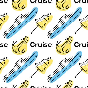 Vector seamless pattern on the theme of sea cruise Stock Illustration