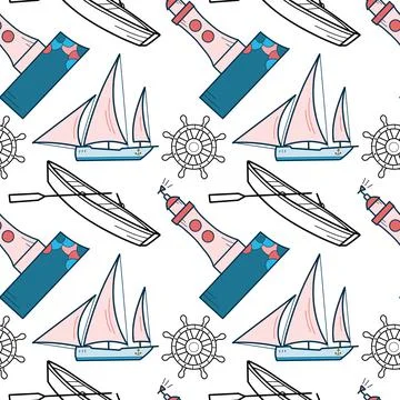 Vector seamless pattern on the theme of sea cruise Stock Illustration