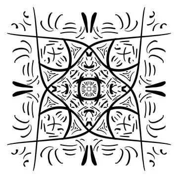 Vector seamless pattern tile - hand drawn decorative symmetrical element Stock Illustration