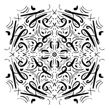 Vector seamless pattern tile - hand drawn decorative symmetrical element Stock Illustration
