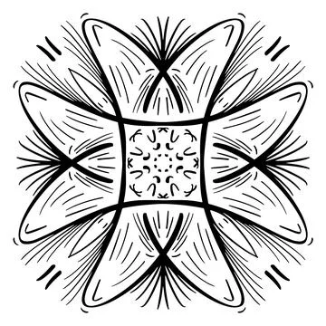 Vector seamless pattern tile - hand drawn decorative symmetrical element Stock Illustration
