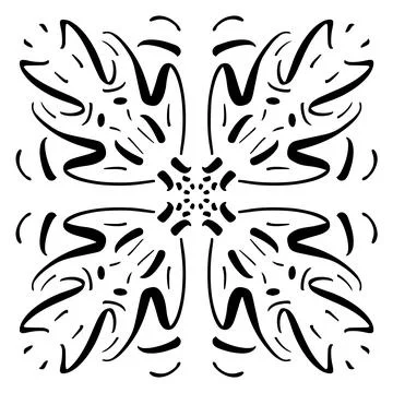 Vector seamless pattern tile - hand drawn decorative symmetrical element Stock Illustration