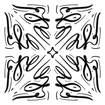 Vector seamless pattern tile - hand drawn decorative symmetrical element Stock Illustration