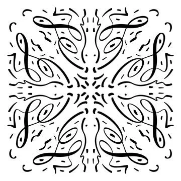 Vector seamless pattern tile - hand drawn decorative symmetrical element 스톡 일러스트