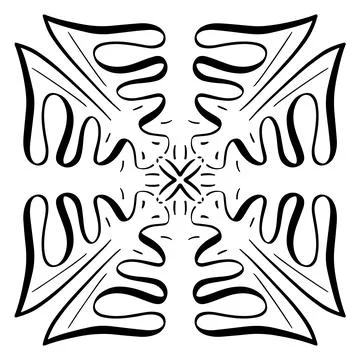 Vector seamless pattern tile - hand drawn decorative symmetrical element Stock Illustration