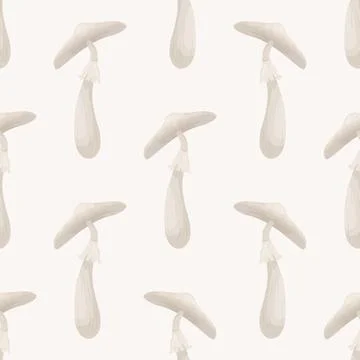 Vector Seamless Pattern with Toadstool Mushroom on White. Seamless Texture, Hand 스톡 일러스트