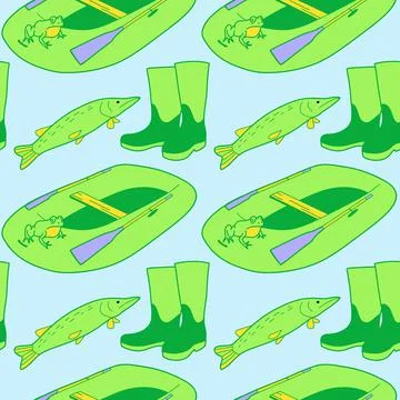 Vector seamless pattern on the topic of fishing Stock Illustration