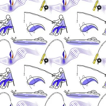 Vector seamless pattern on the topic of fishing Stock Illustration